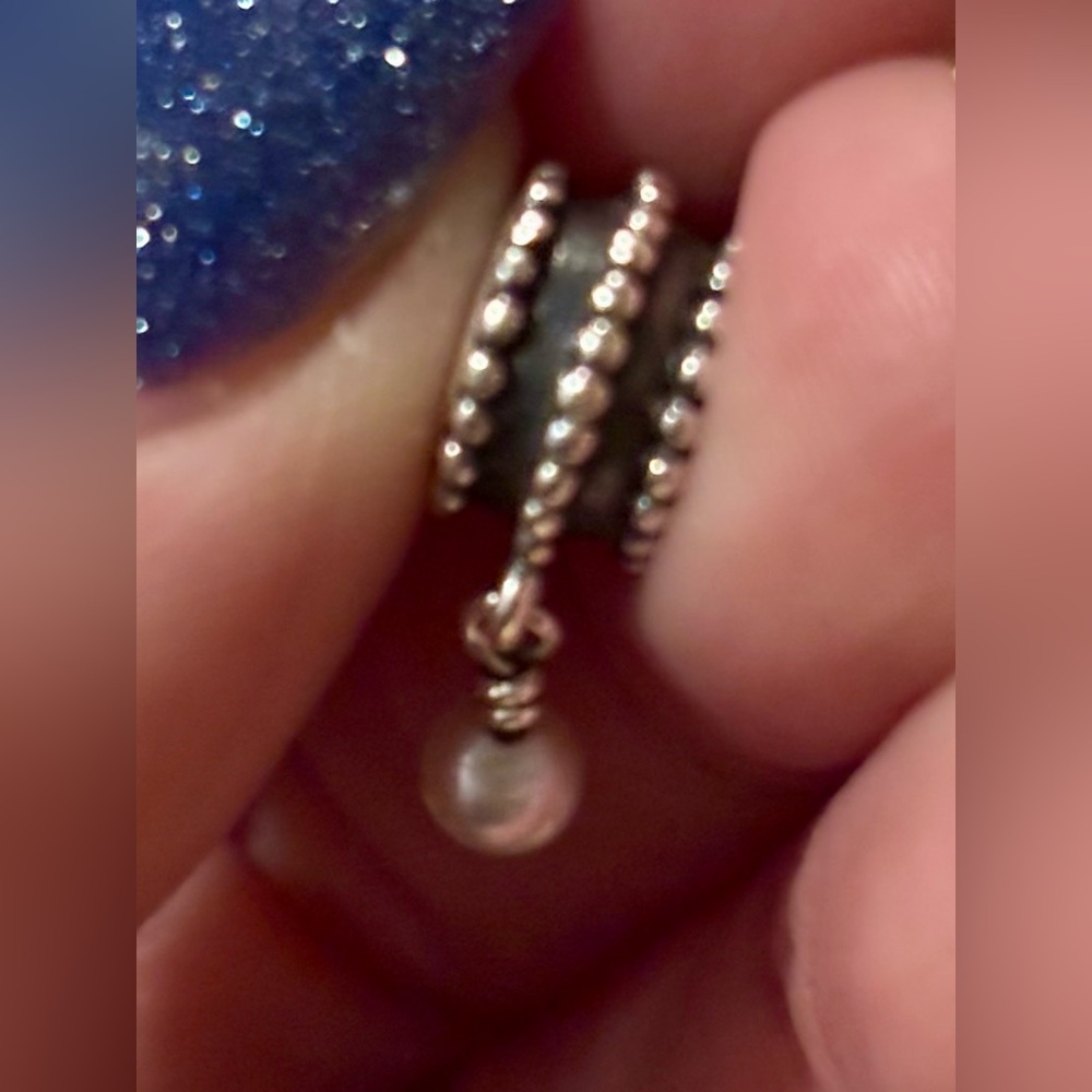 Pandora retired beveled pearl dangle charm